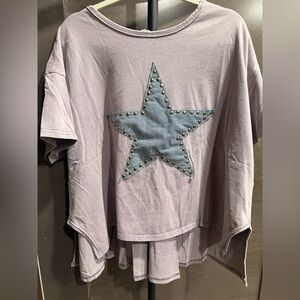 Easel Lavender Star Embellished Tee